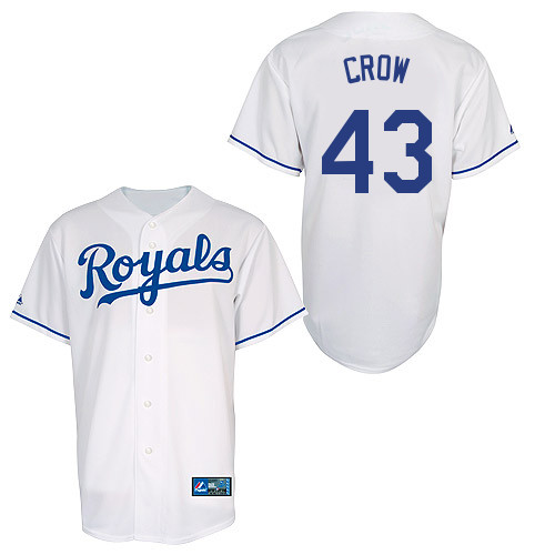 Aaron Crow #43 Youth Baseball Jersey-Kansas City Royals Authentic Home White Cool Base MLB Jersey